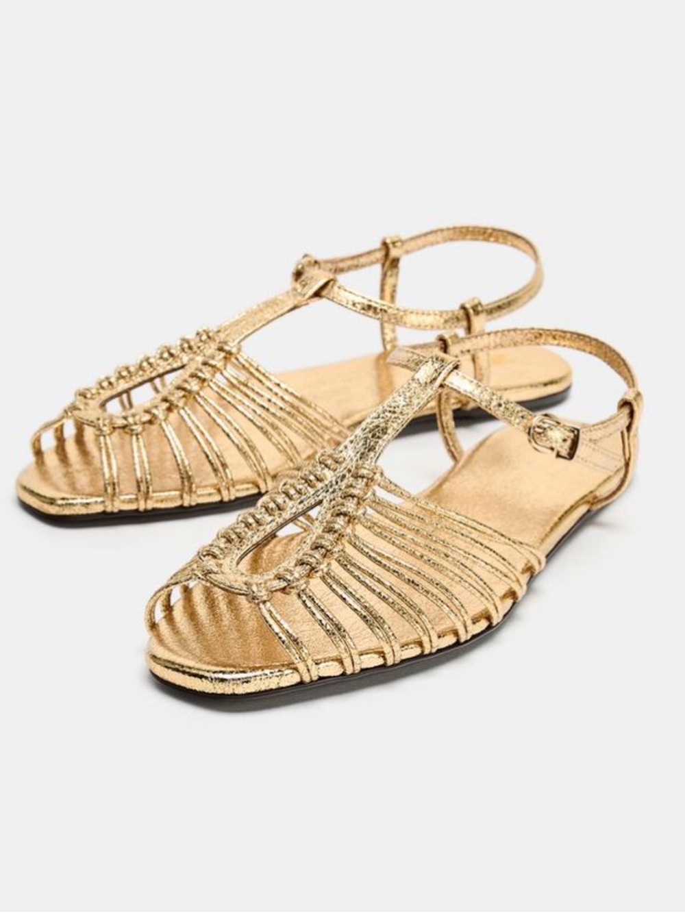 Zara Metallic Fisherman Sandals